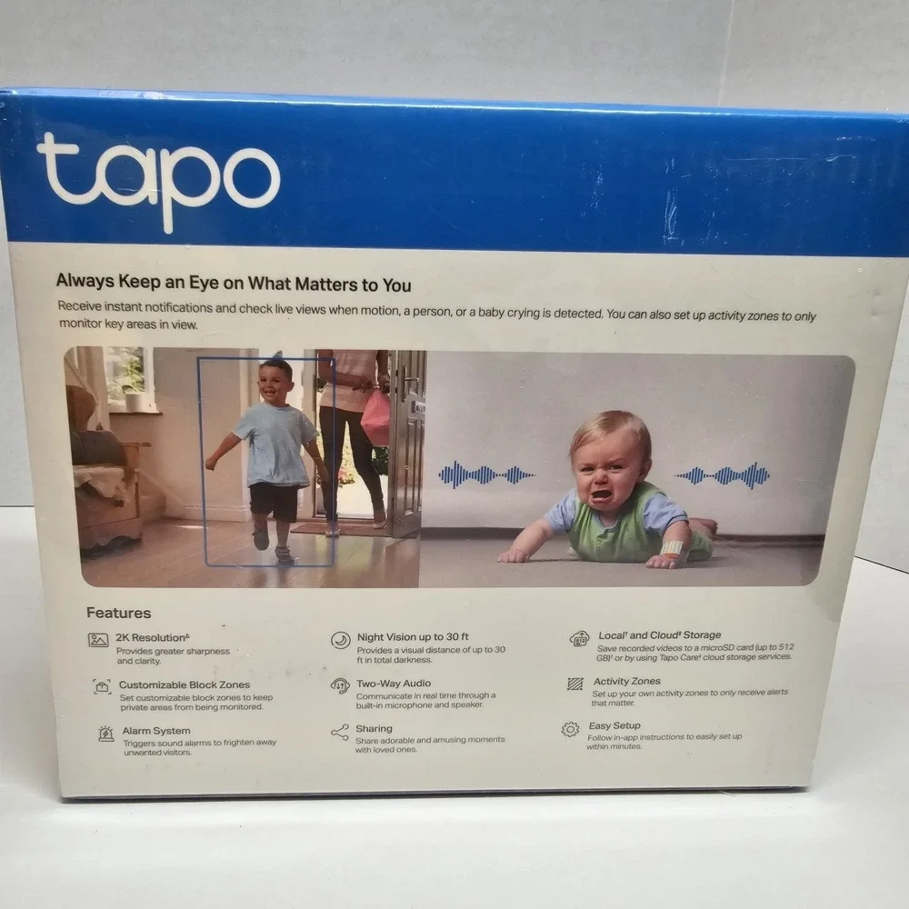 TP-Link Tapo C110 2K Wi-Fi Security Camera, Person Detection,Night Vision SEALED